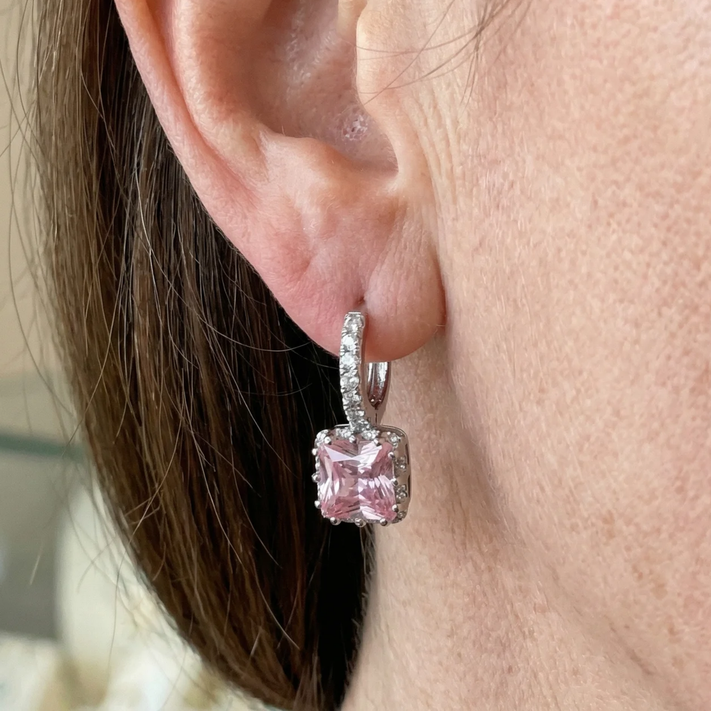 Elegant Rosé Sapphire Radiance Huggie Earrings