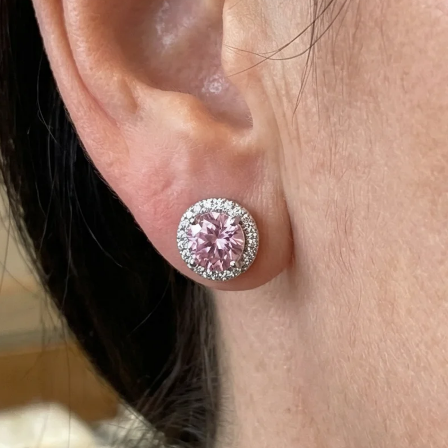 Sophisticated Rosé Sapphire Pave Studs