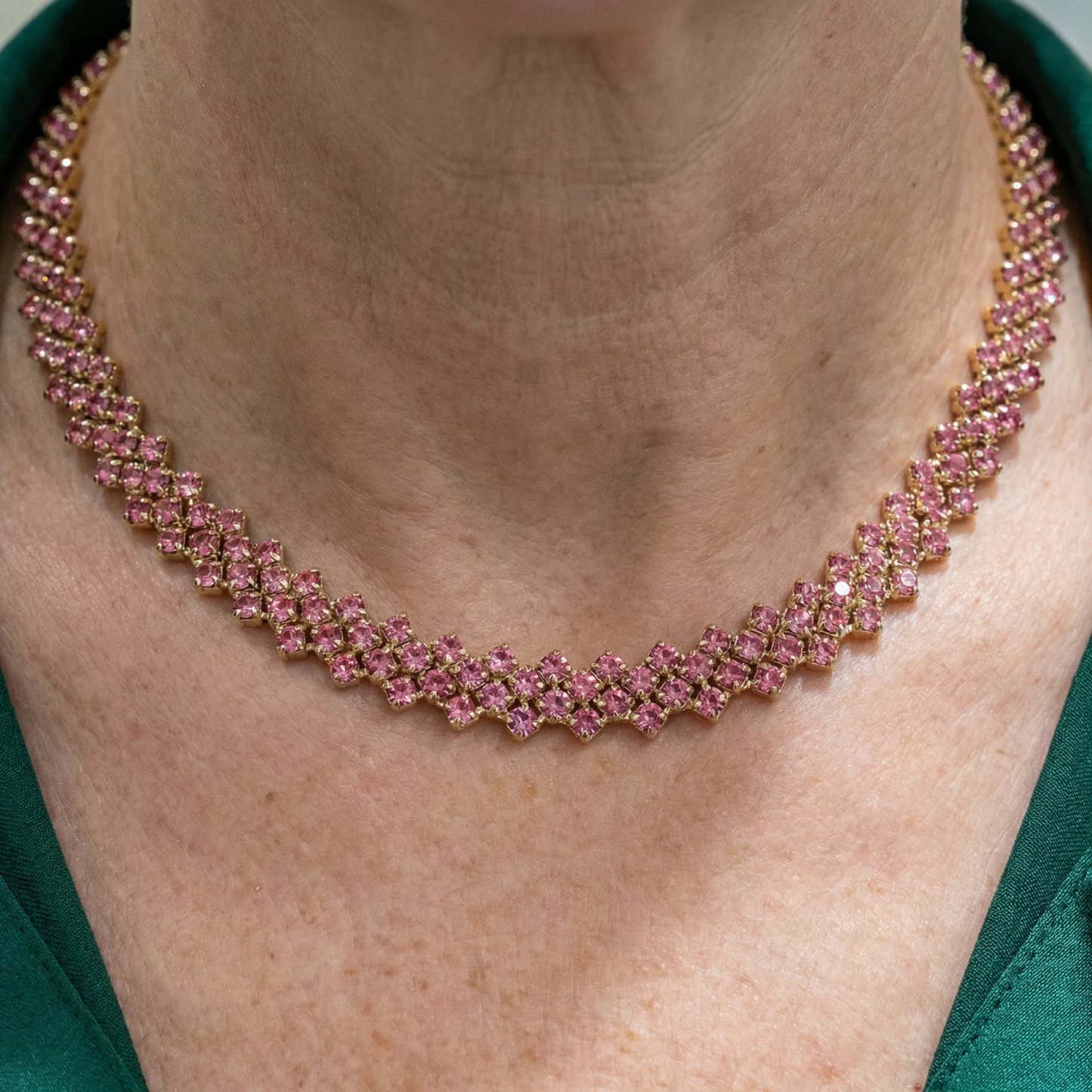 Elegant Rosé Sapphire Layered Necklace