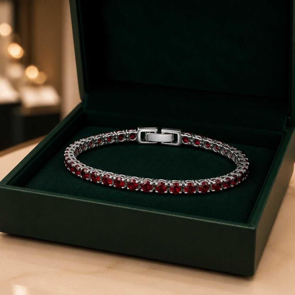 Sophisticated Ruby White Gold Bracelet