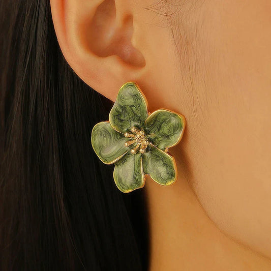 Vintage Emerald Flower Earrings