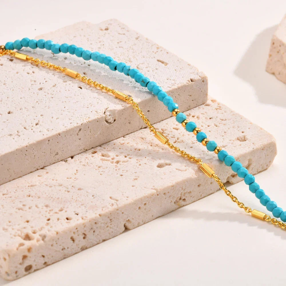 Radiant Gold Turquoise Chain Bracelet