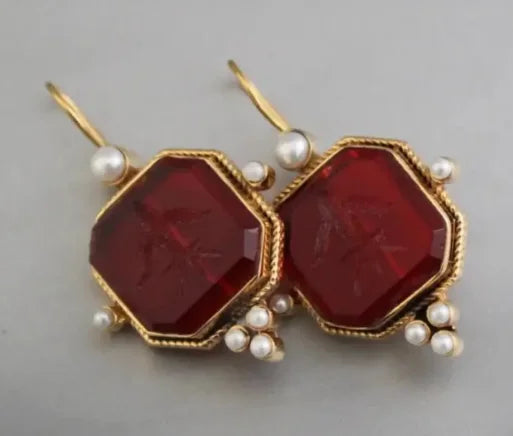 Pearl Geometric Drop Earrings