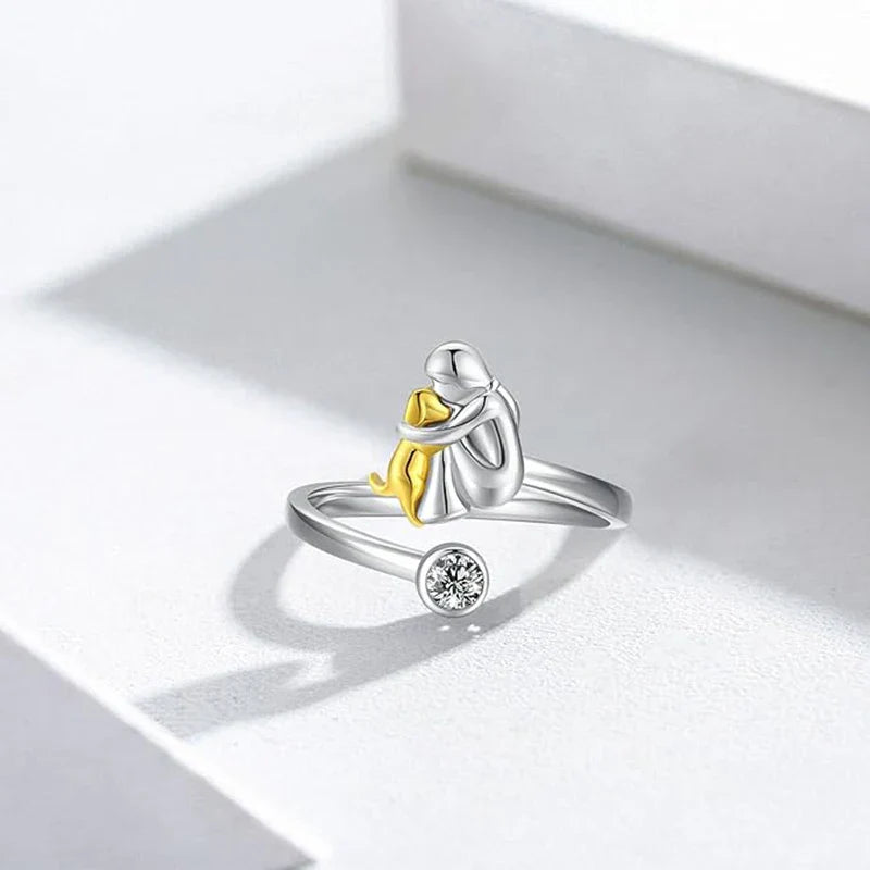 Silver Dog Wrap Ring