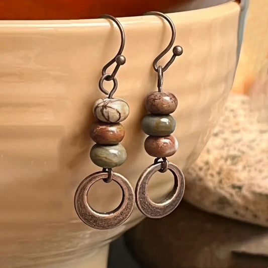 Natural Stone Hoop Earrings
