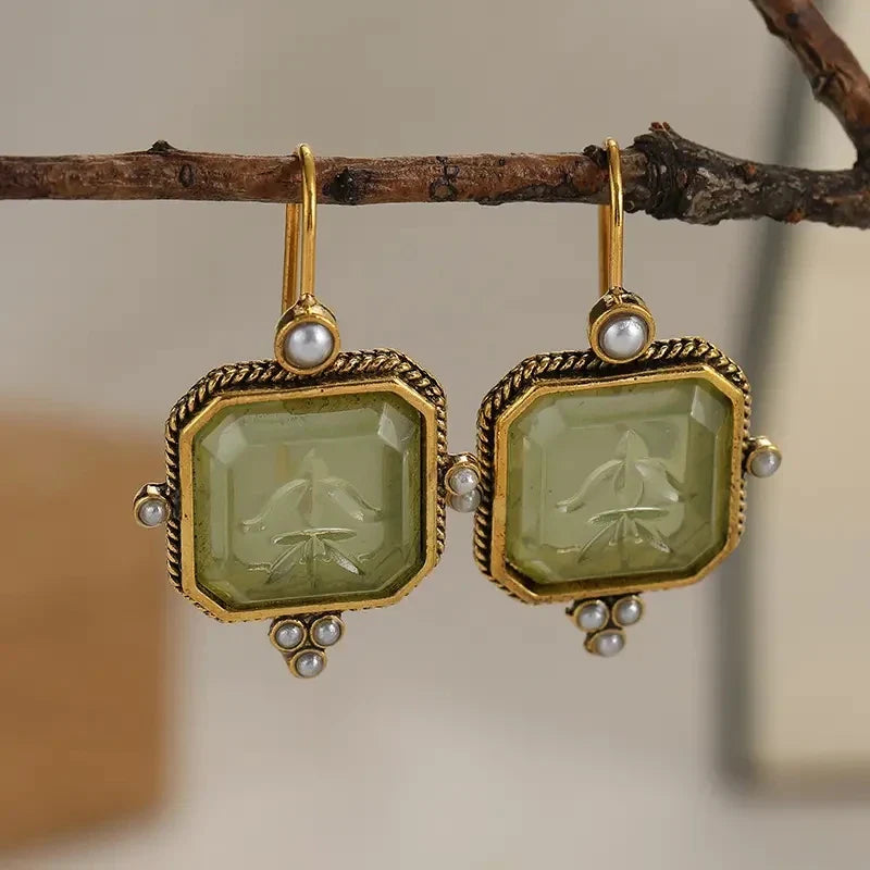 Pearl Geometric Drop Earrings