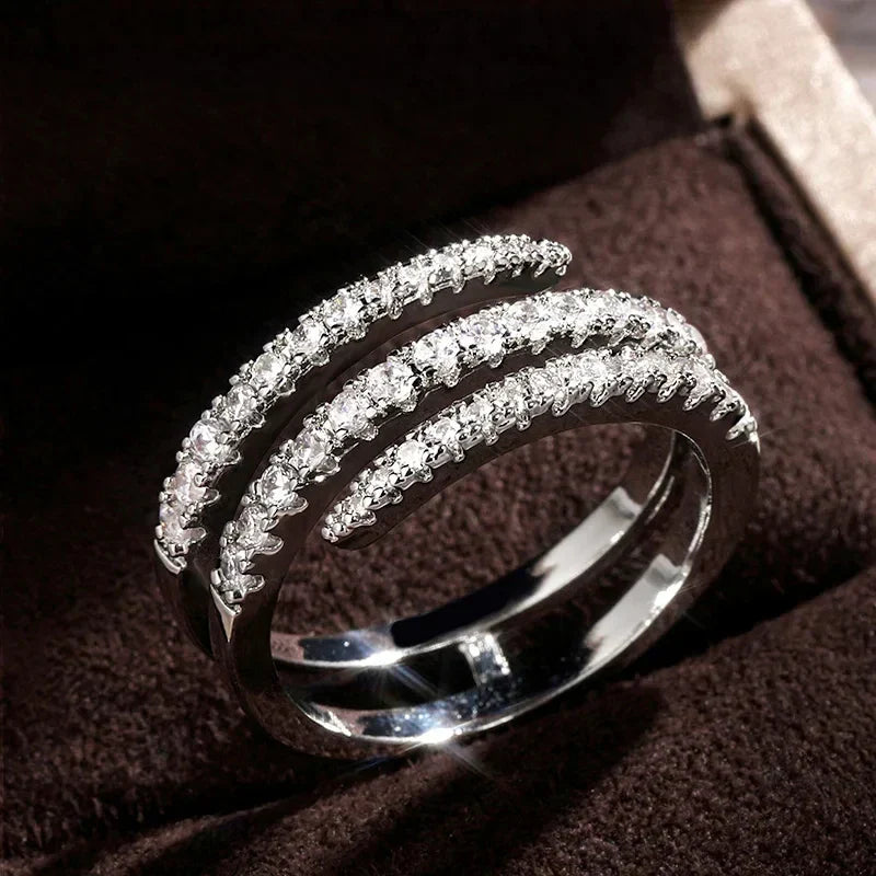 Stunning Three-Layer Crystal Ring