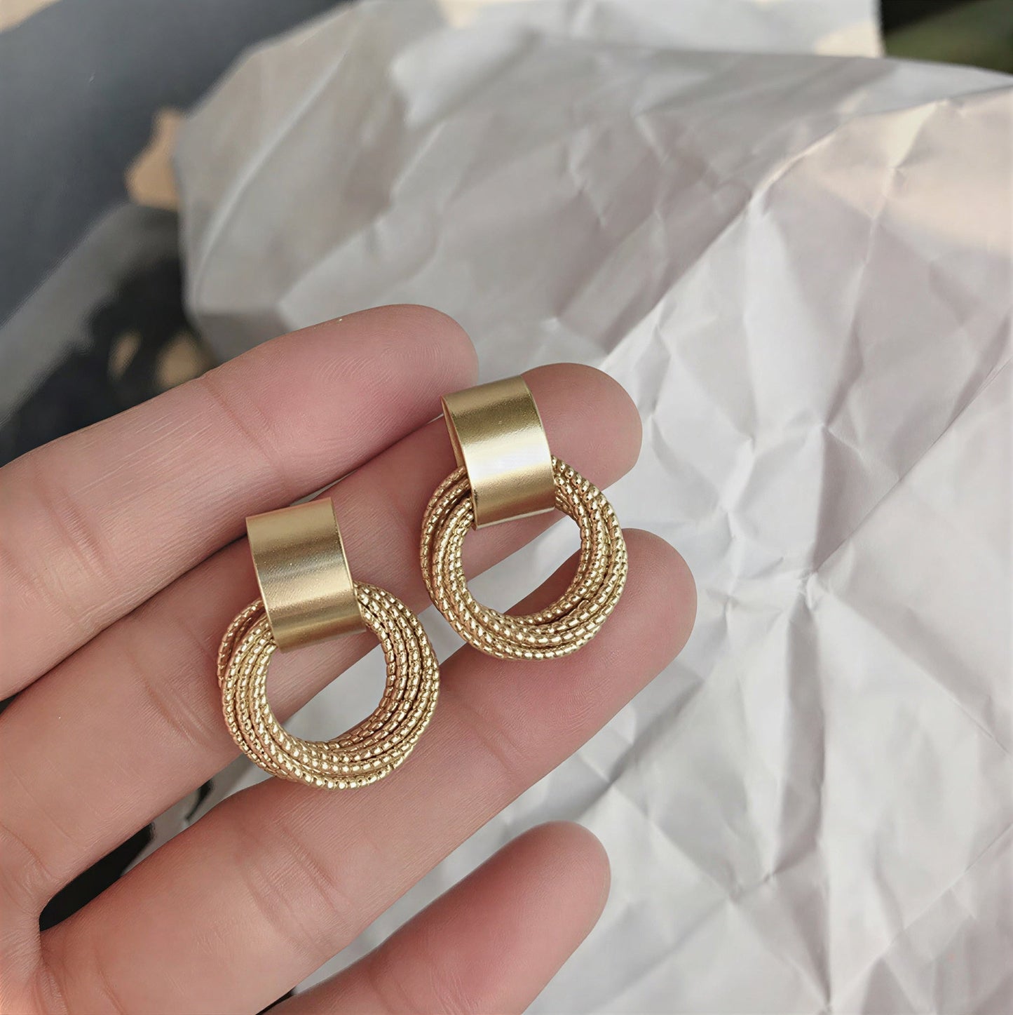 Minimalist Textured Circle Earrings
