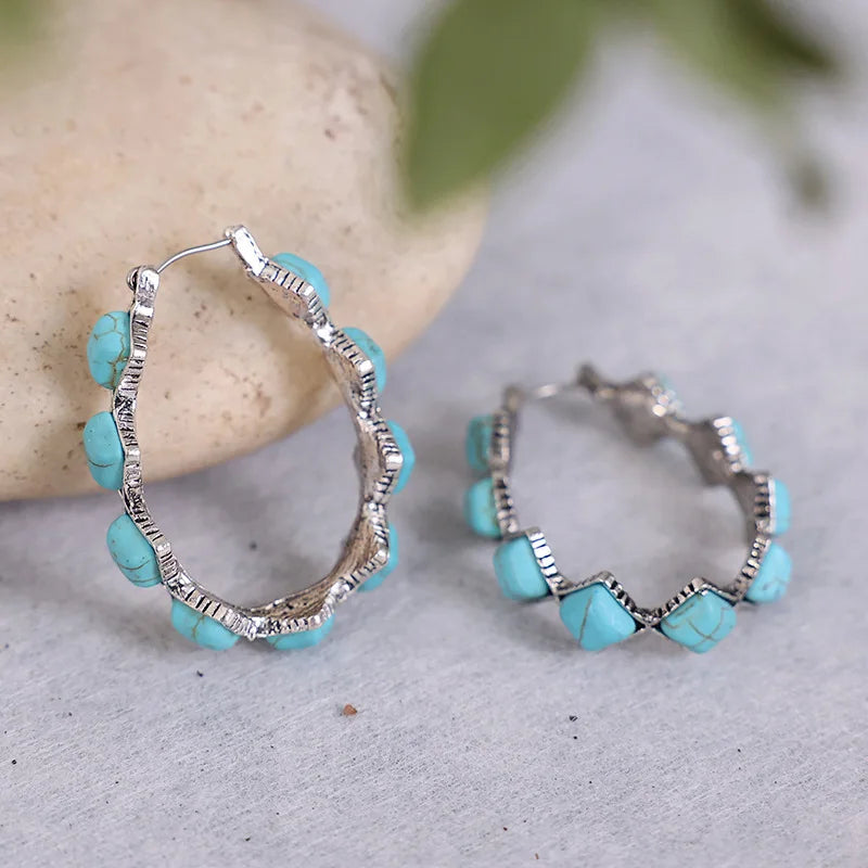 Vintage Turquoise Hoop Earrings