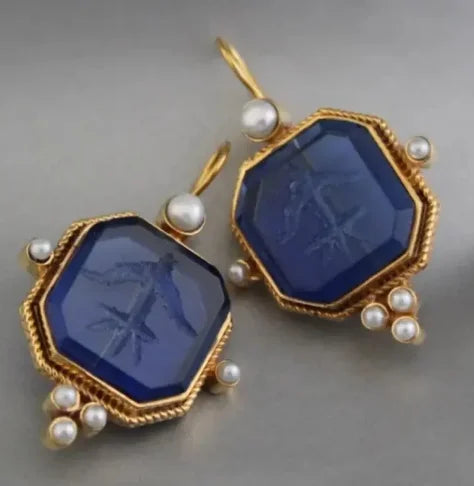 Pearl Geometric Drop Earrings