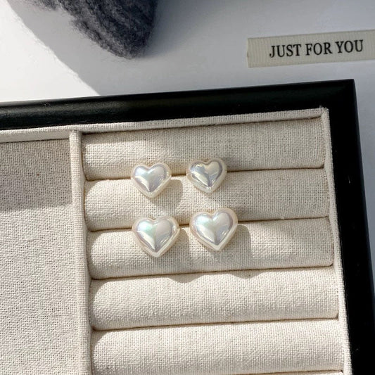 Loving Hearts Pearl Stud Earrings