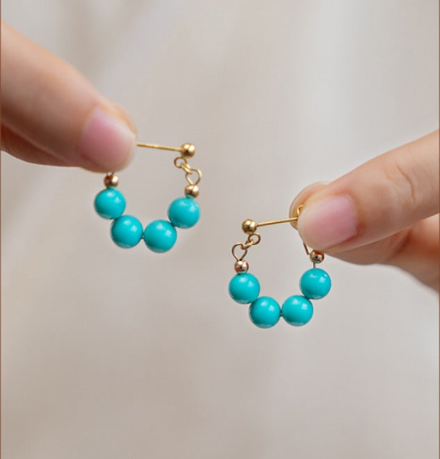 Premium Turquoise Art Hoop Earrings