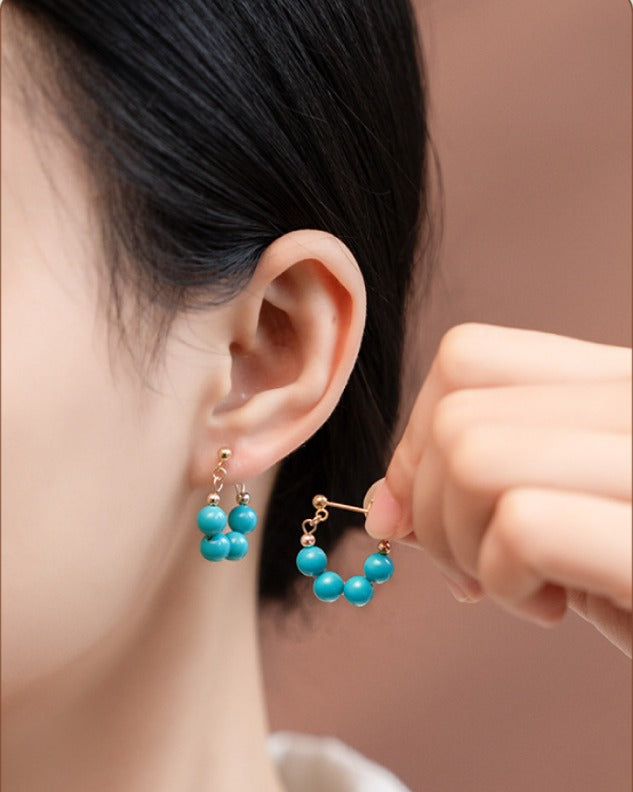 Premium Turquoise Art Hoop Earrings
