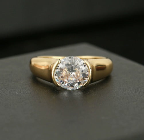 Premium Vintage Gold Zirconia Ring
