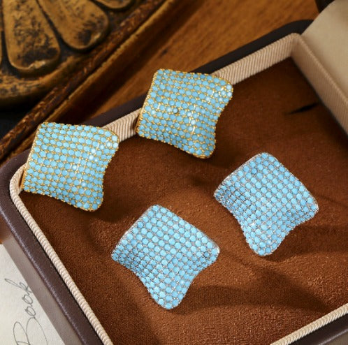 Premium Square Turquoise Stud Earrings