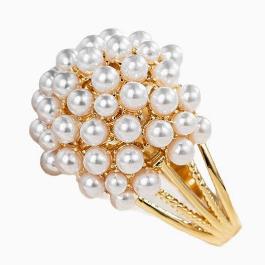 Elegant Colored Inlaid Pearl Ring