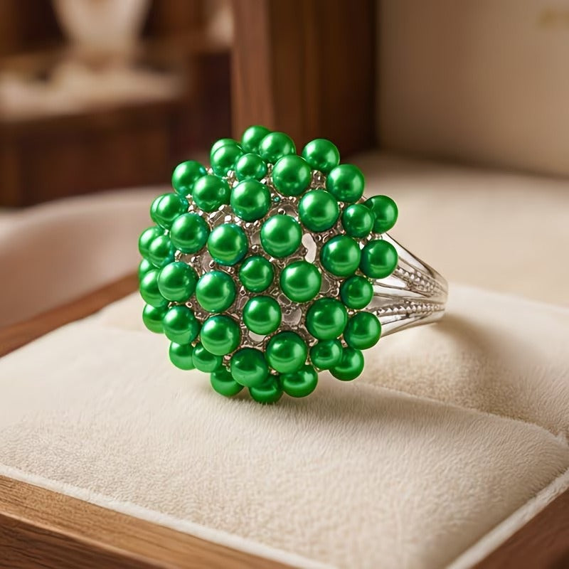 Elegant Colored Inlaid Pearl Ring