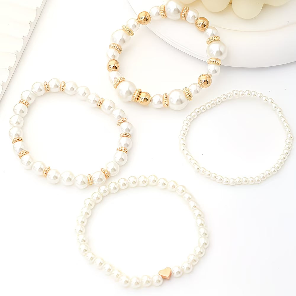 Pearl Stacking Bracelet Set of 8