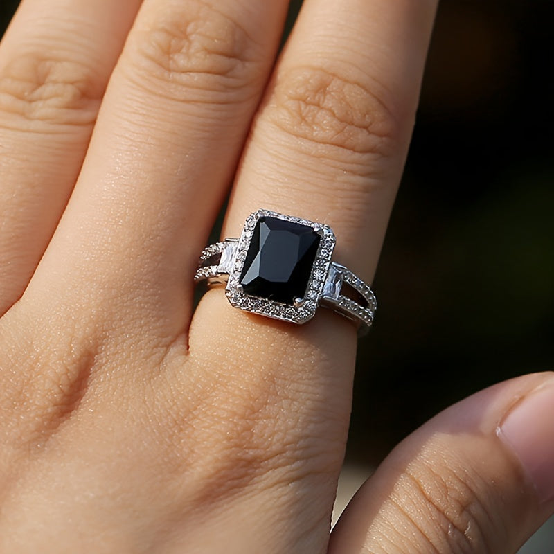 Sophisticated Onyx Zirconia Statement Ring