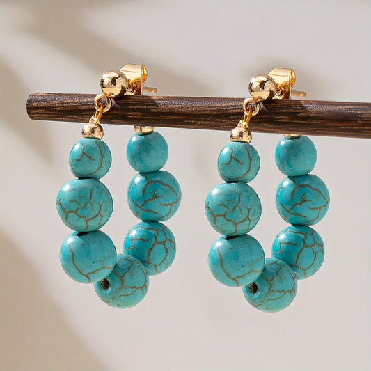 Turquoise Art Hoop Earrings
