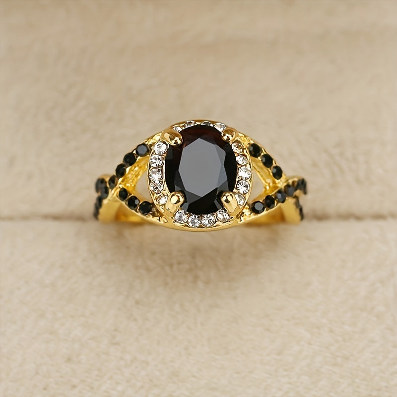 Elegant Onyx Gold Fashion Ring