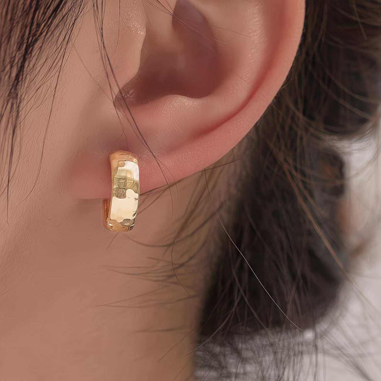 Small Hammered Hoop Earrings