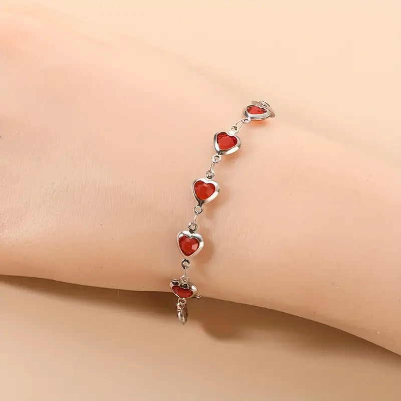 Sophisticated Garnet White Gold Bracelet