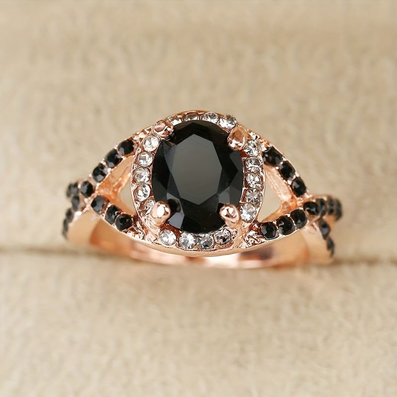 Elegant Onyx Gold Fashion Ring