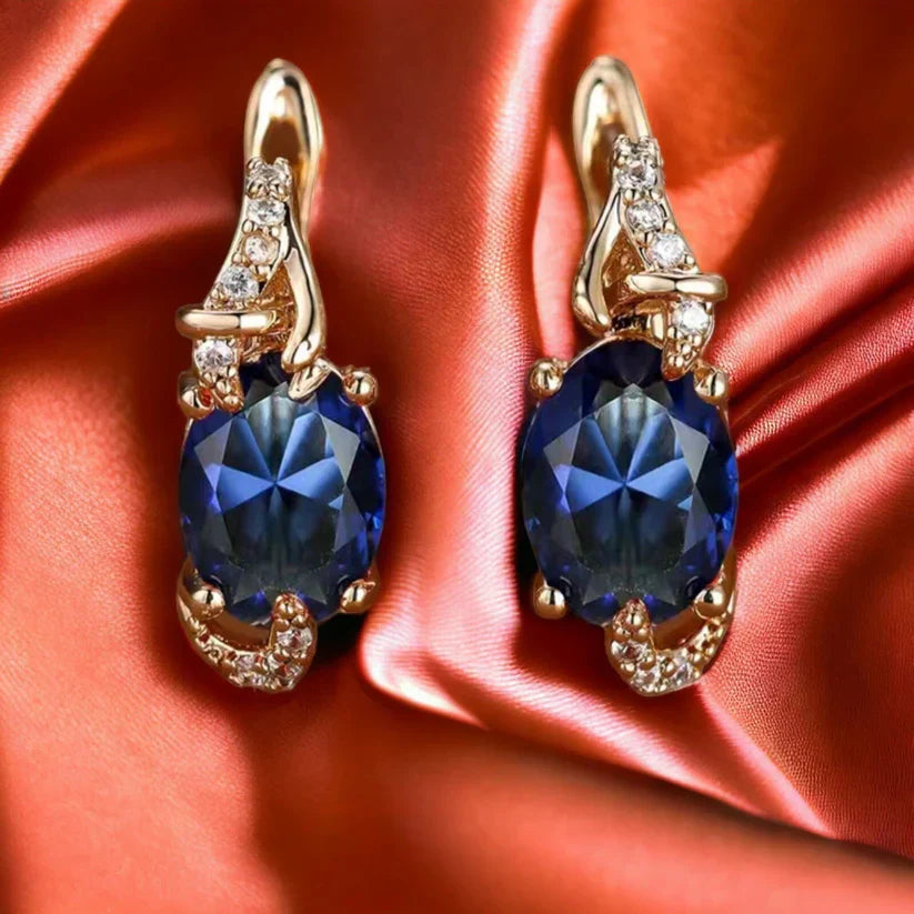 Gorgeous Sapphire Gold Earrings