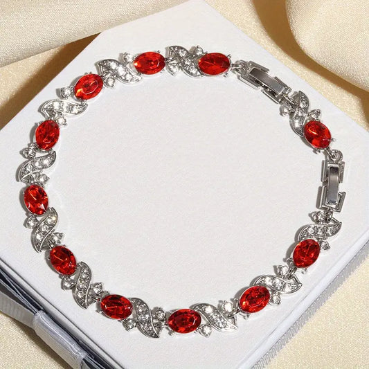 Sophisticated Ruby-Accent White Gold Bracelet