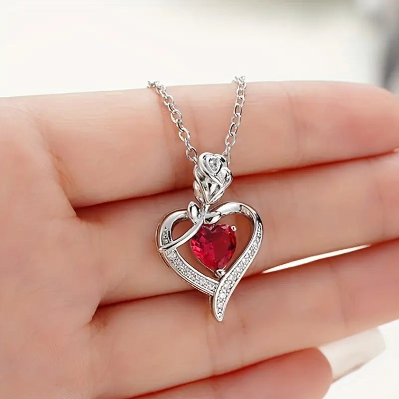 Elegant Ruby White Gold Necklace