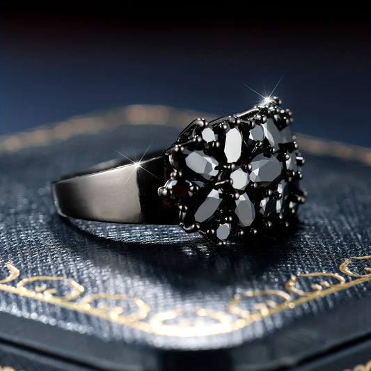 Elegant Shimmery Black Zirconia Ring