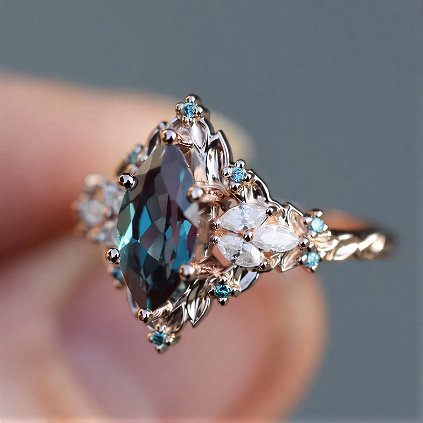 Vintage Teal Marquise Ring