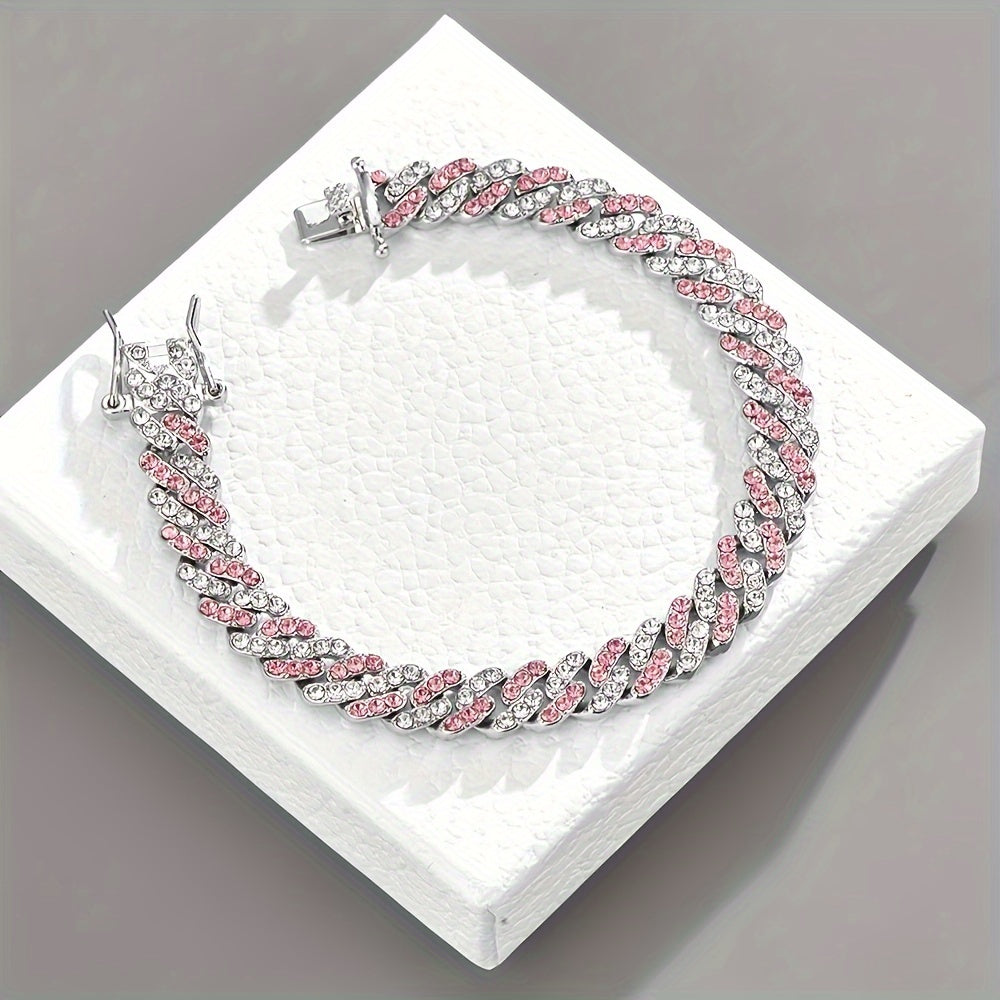 Elegant Rosé Sapphire Cuban Bracelet
