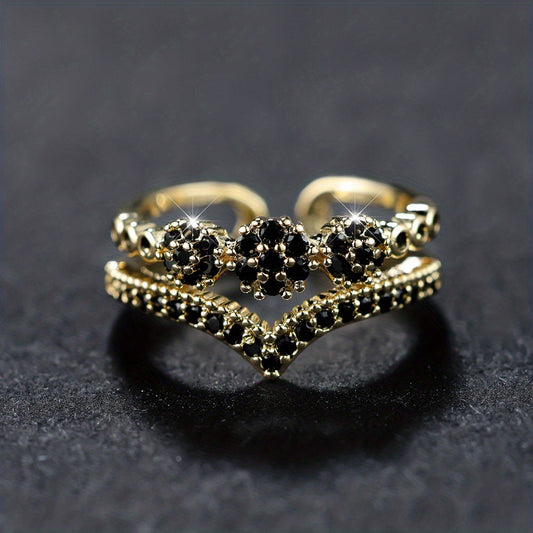 Elegant Double Layer Gold Ring