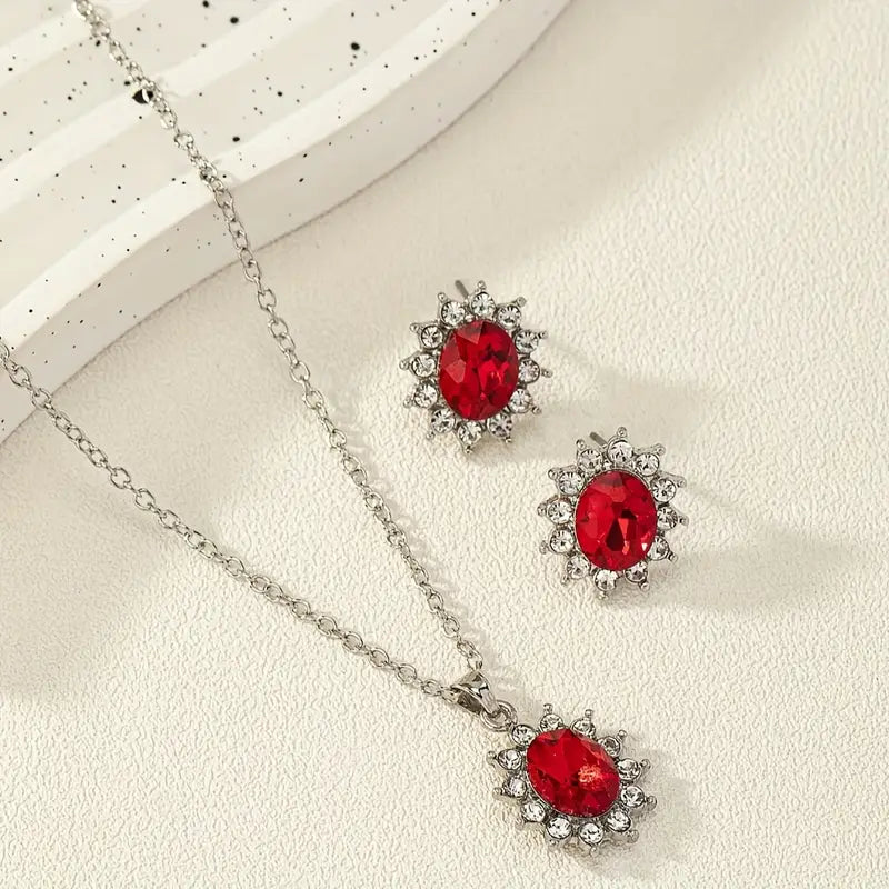 Sophisticated Ruby White Gold Set