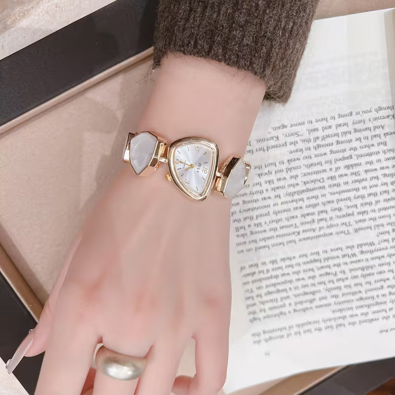 Pearl Stone Gold Bracelet Watch