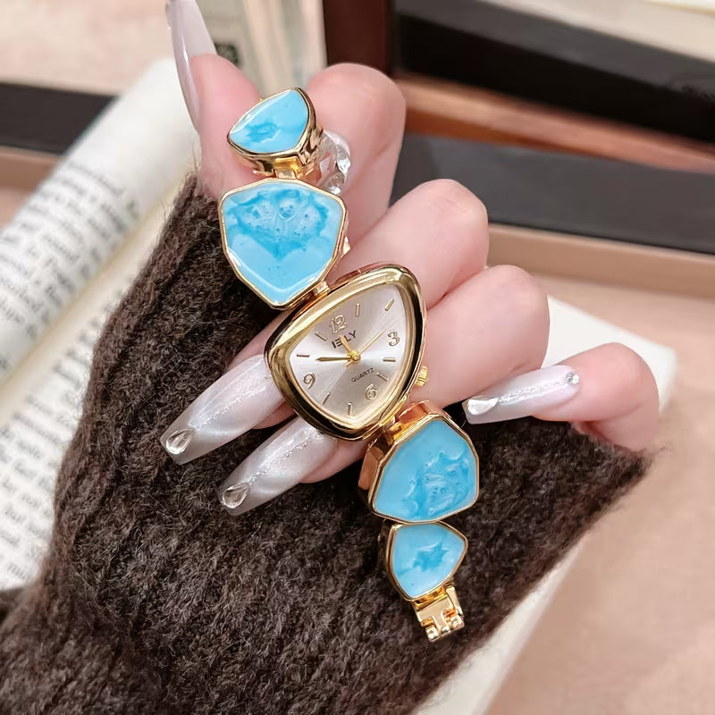 Pearl Stone Gold Bracelet Watch