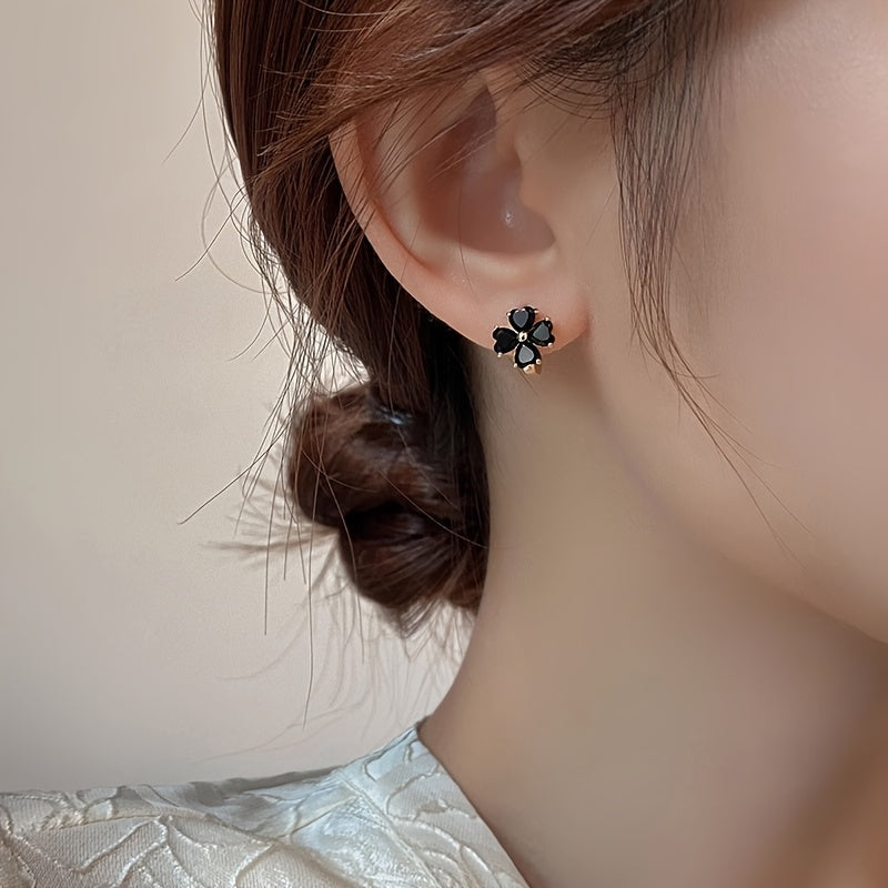 Elegant Gold Plated Flower Stud Earrings
