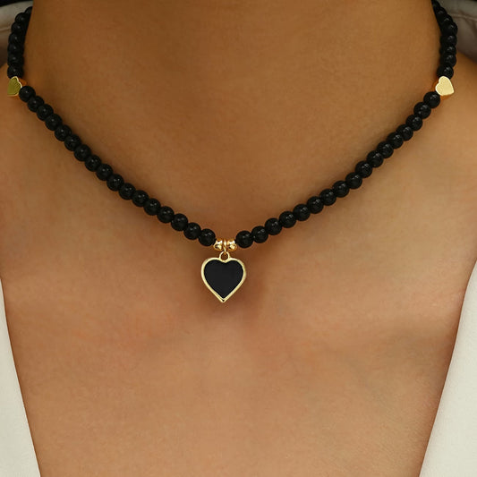 Minimal Onyx Heart Necklace