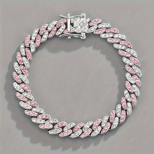 Elegant Rosé Sapphire Cuban Bracelet