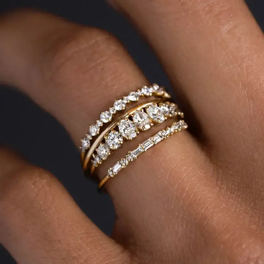 Sophisticated Vintage-Inspired Zirconia Ring Set