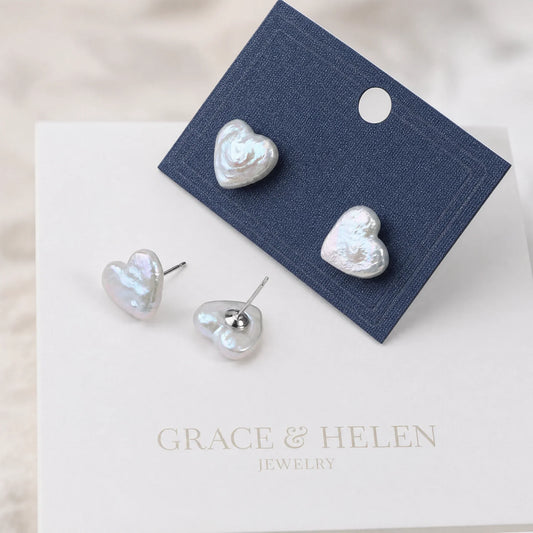 Premium Freshwater Pearl Heart Earrings