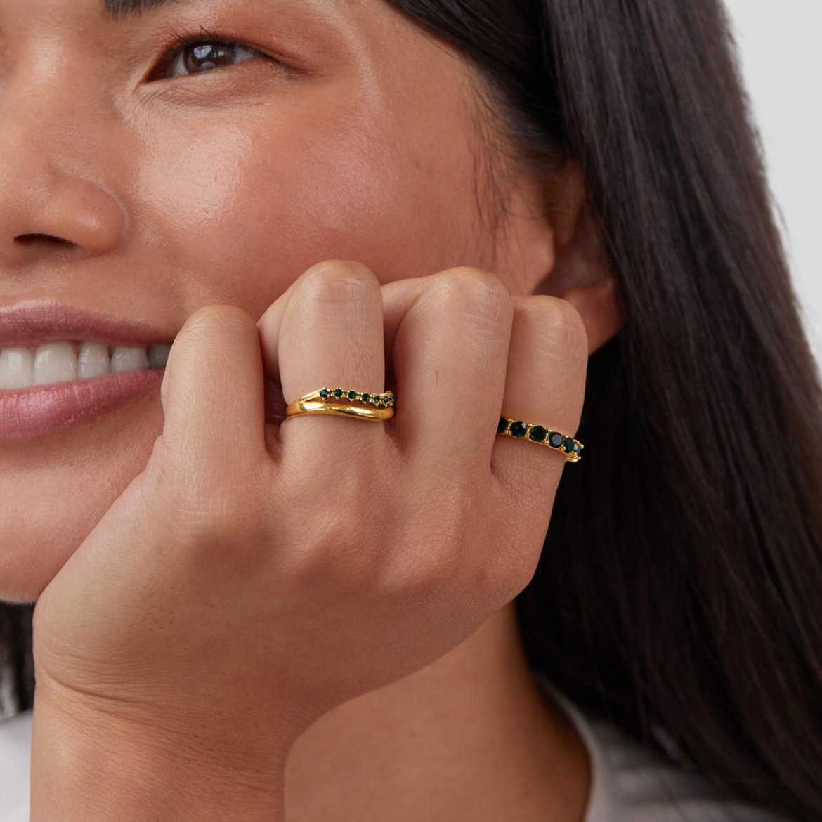 Willow Emerald Layered Ring