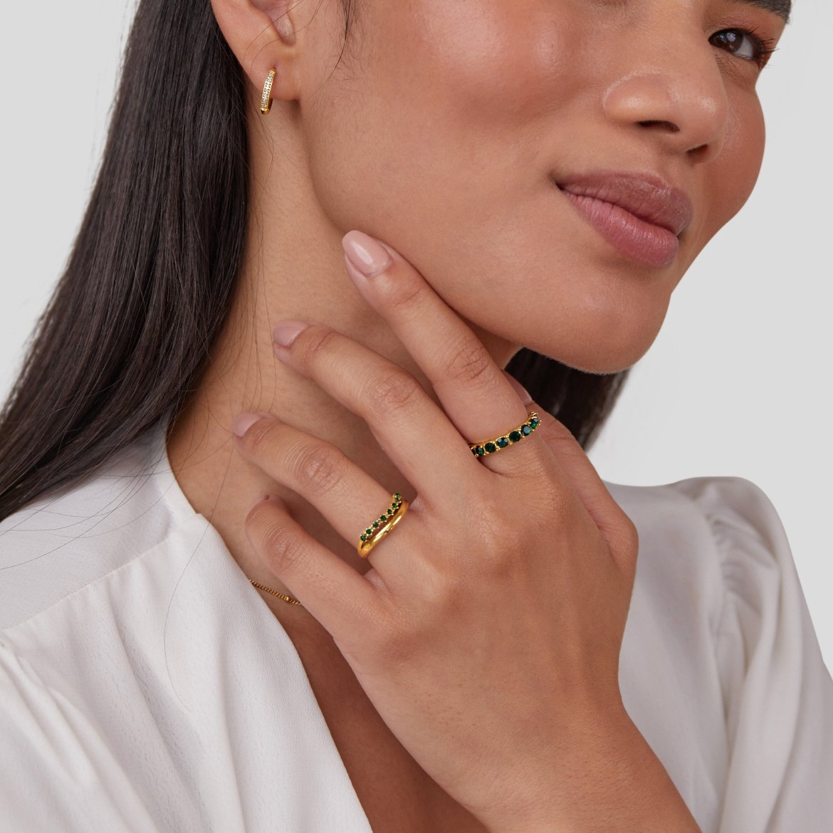 Willow Emerald Layered Ring