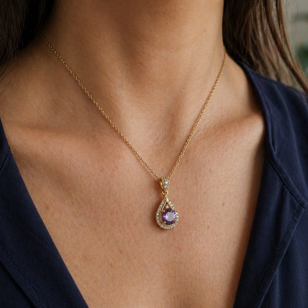 Elegant Gold Halo Pendant Necklace