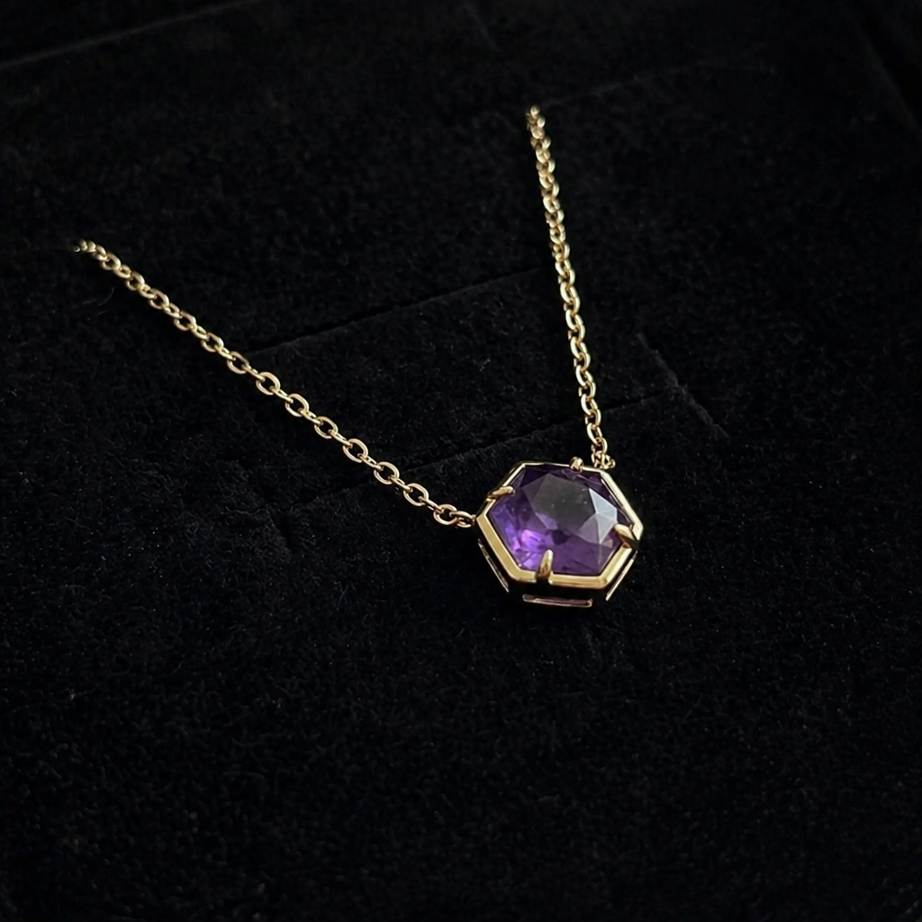 Elegant Amethyst Rose Gold Pendant