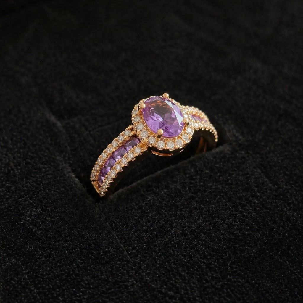 Sophisticated Violet Lumina Rose Gold Ring
