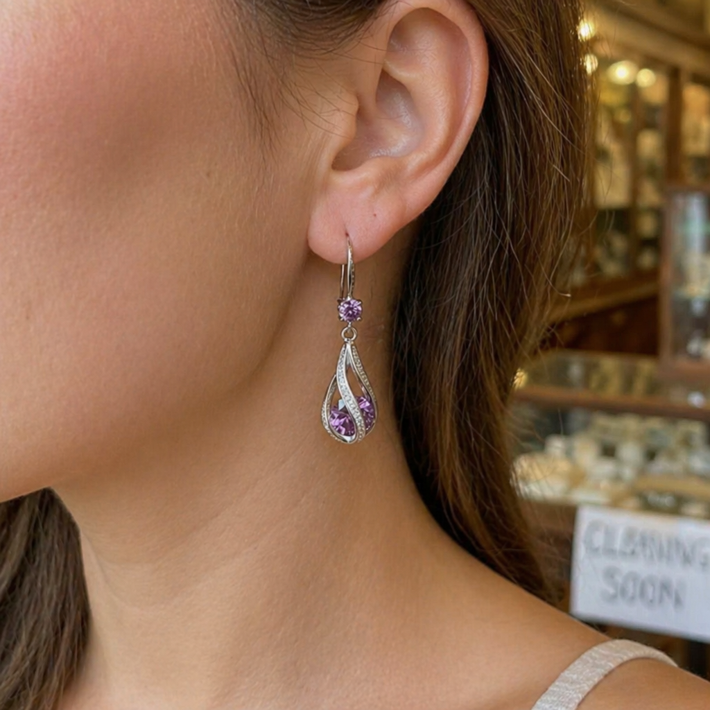 Sophisticated Twisted White Gold Earrings