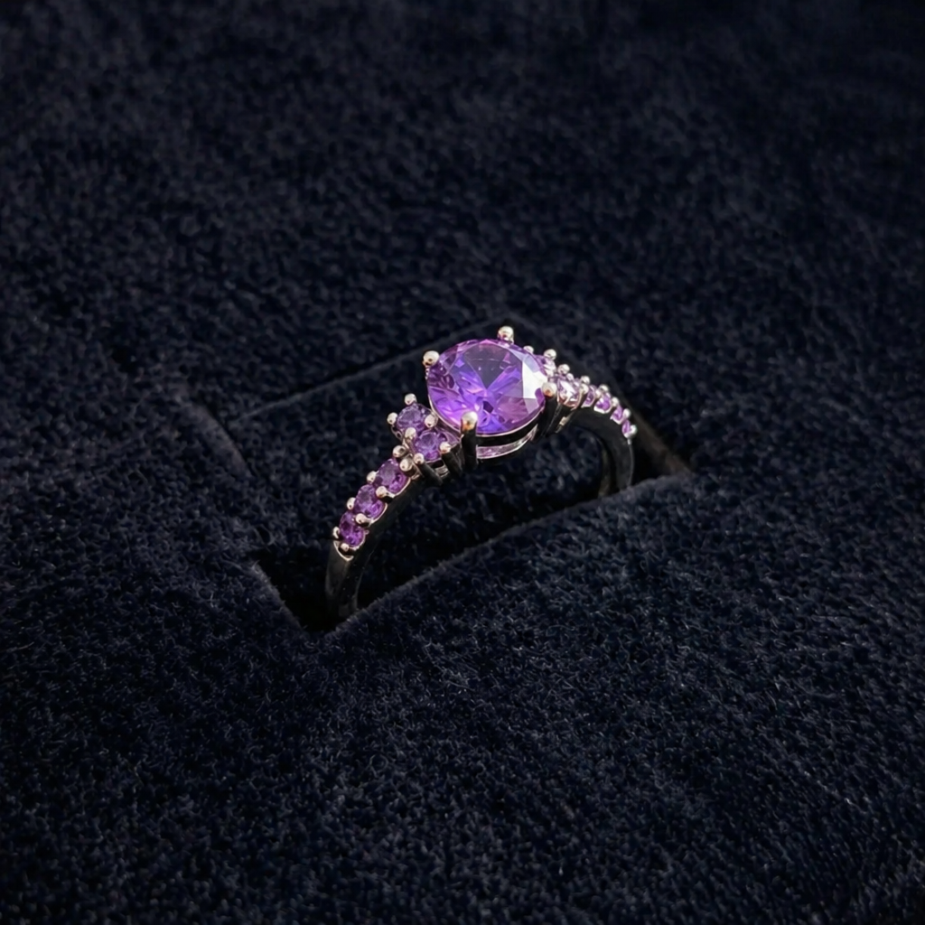 Sophisticated Amethyst White Gold Ring